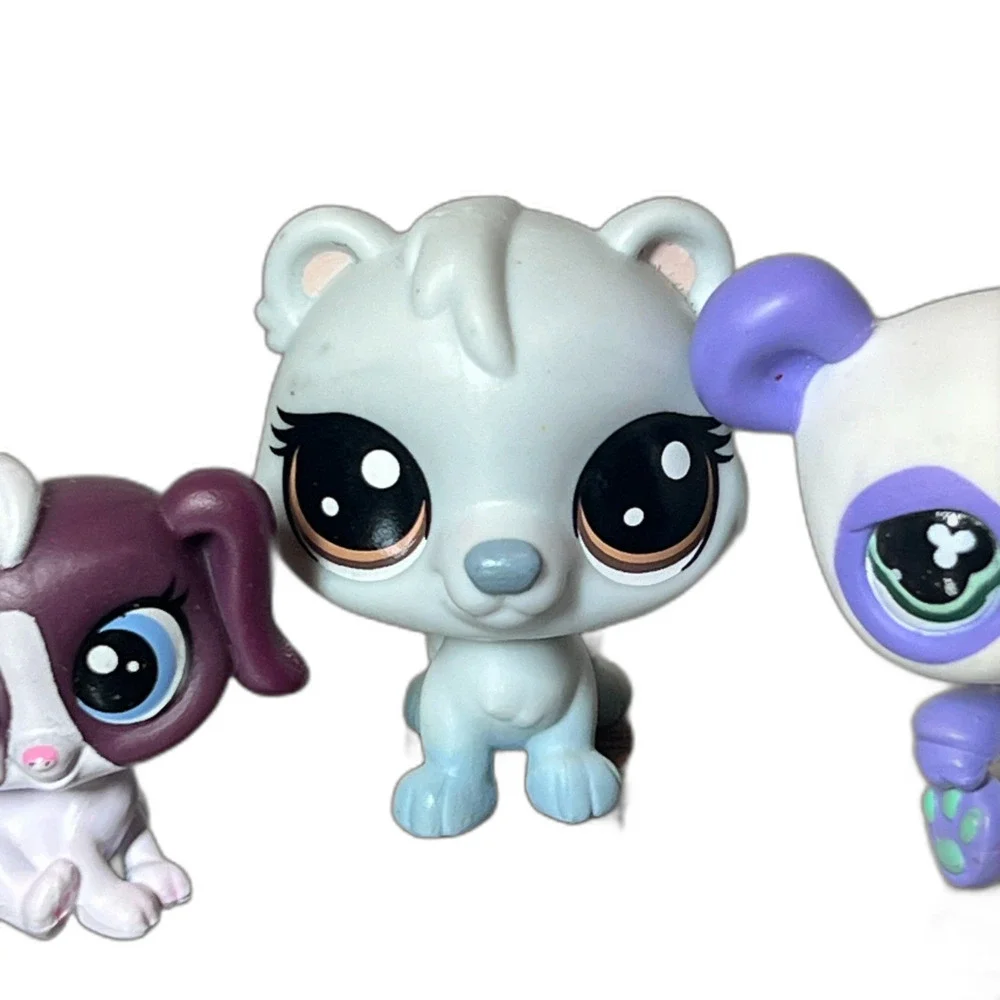 Littlest Pet Shop Style Figure Lot - 1 Monopoly Panda, 1 Polar Bear, 2 Mini Dogs